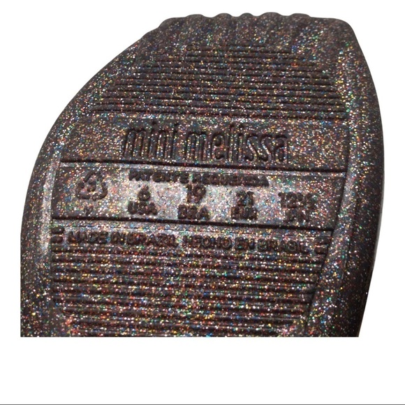 Mini Melissa Black Mary Jane Ballet Flats Glitter Shoes - Picture 7 of 7